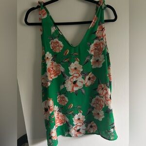 Floral Green Sleeveless Top Size Small